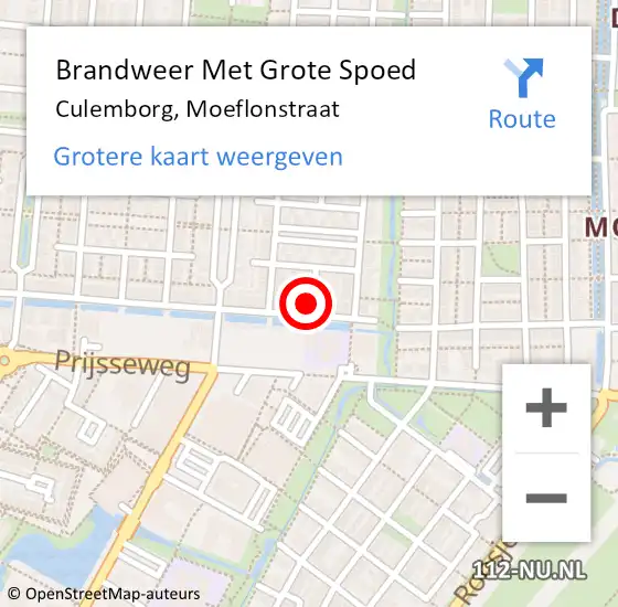 Locatie op kaart van de 112 melding: Brandweer Met Grote Spoed Naar Culemborg, Moeflonstraat op 30 januari 2015 22:02