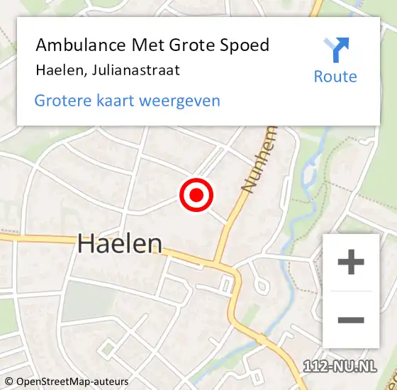 Locatie op kaart van de 112 melding: Ambulance Met Grote Spoed Naar Haelen, Julianastraat op 30 januari 2015 22:44