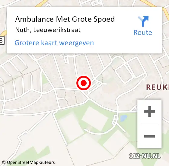 Locatie op kaart van de 112 melding: Ambulance Met Grote Spoed Naar Nuth, Leeuwerikstraat op 30 januari 2015 22:48