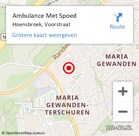 Locatie op kaart van de 112 melding: Ambulance Met Spoed Naar Hoensbroek, Voorstraat op 30 januari 2015 23:12