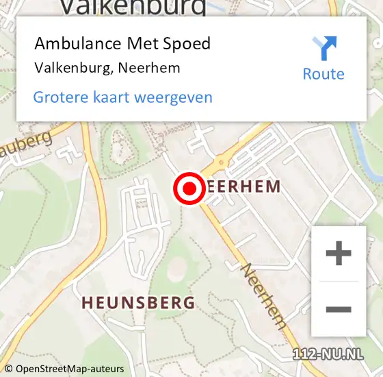 Locatie op kaart van de 112 melding: Ambulance Met Spoed Naar Valkenburg, Neerhem op 30 januari 2015 23:17