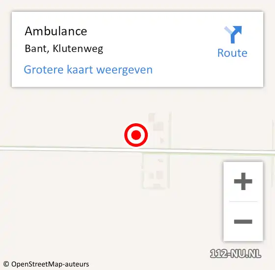 Locatie op kaart van de 112 melding: Ambulance Bant, Klutenweg op 28 oktober 2013 14:33