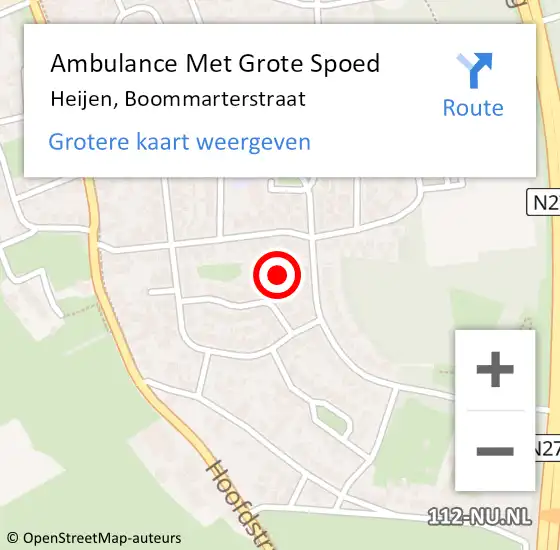 Locatie op kaart van de 112 melding: Ambulance Met Grote Spoed Naar Heijen, Boommarterstraat op 31 januari 2015 00:17