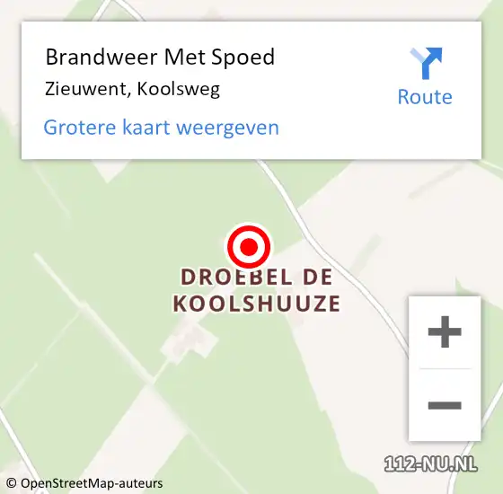 Locatie op kaart van de 112 melding: Brandweer Met Spoed Naar Zieuwent, Koolsweg op 28 oktober 2013 14:34