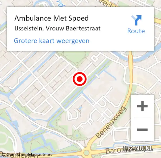 Locatie op kaart van de 112 melding: Ambulance Met Spoed Naar IJsselstein, Vrouw Baertestraat op 31 januari 2015 00:31