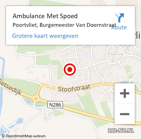 Locatie op kaart van de 112 melding: Ambulance Met Spoed Naar Poortvliet, Burgemeester Van Doornstraat op 31 januari 2015 00:51