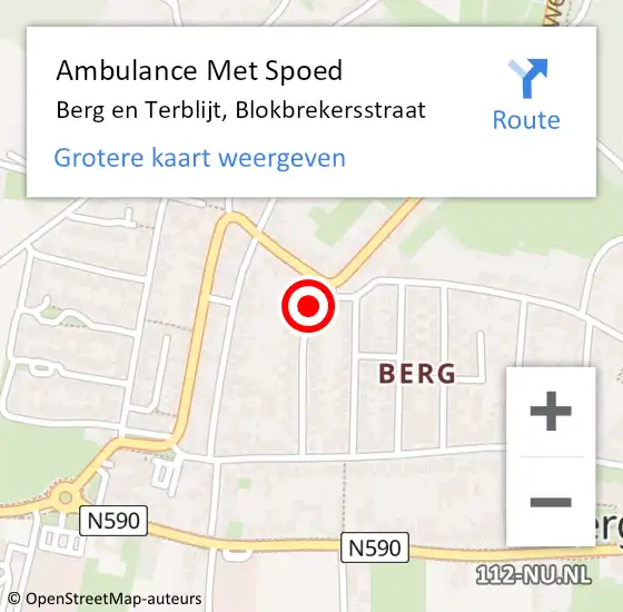 Locatie op kaart van de 112 melding: Ambulance Met Spoed Naar Berg en Terblijt, Blokbrekersstraat op 31 januari 2015 01:02