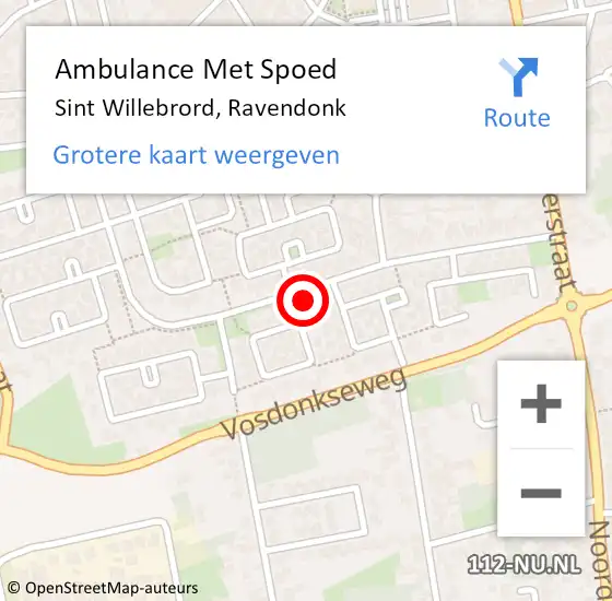 Locatie op kaart van de 112 melding: Ambulance Met Spoed Naar Sint Willebrord, Ravendonk op 31 januari 2015 01:38