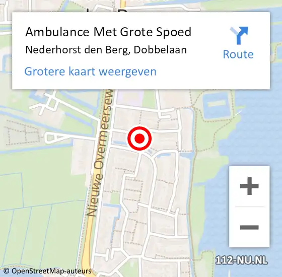 Locatie op kaart van de 112 melding: Ambulance Met Grote Spoed Naar Nederhorst den Berg, Dobbelaan op 31 januari 2015 02:08