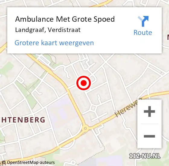 Locatie op kaart van de 112 melding: Ambulance Met Grote Spoed Naar Landgraaf, Verdistraat op 31 januari 2015 02:58