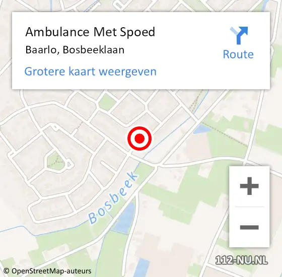 Locatie op kaart van de 112 melding: Ambulance Met Spoed Naar Baarlo, Bosbeeklaan op 31 januari 2015 03:05