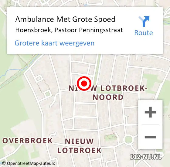 Locatie op kaart van de 112 melding: Ambulance Met Grote Spoed Naar Hoensbroek, Pastoor Penningsstraat op 31 januari 2015 03:31