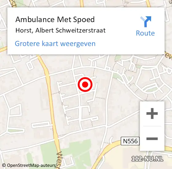 Locatie op kaart van de 112 melding: Ambulance Met Spoed Naar Horst, Albert Schweitzerstraat op 31 januari 2015 03:42