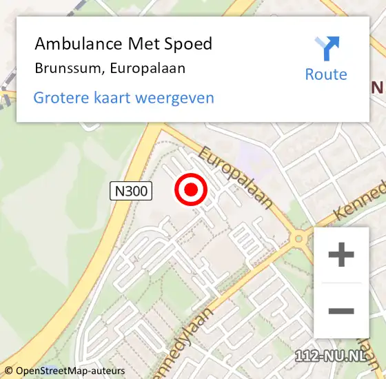 Locatie op kaart van de 112 melding: Ambulance Met Spoed Naar Brunssum, Europalaan op 31 januari 2015 03:55