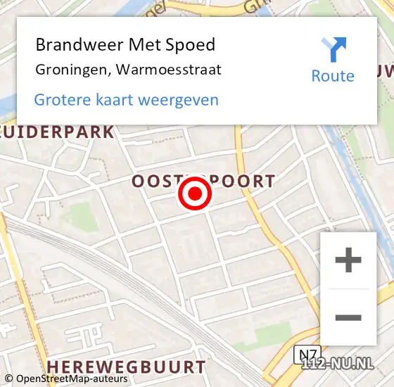 Locatie op kaart van de 112 melding: Brandweer Met Spoed Naar Groningen, Warmoesstraat op 31 januari 2015 05:42