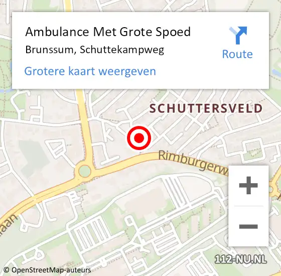 Locatie op kaart van de 112 melding: Ambulance Met Grote Spoed Naar Brunssum, Schuttekampweg op 31 januari 2015 06:23