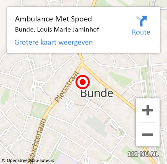 Locatie op kaart van de 112 melding: Ambulance Met Spoed Naar Bunde, Louis Marie Jaminhof op 31 januari 2015 06:45