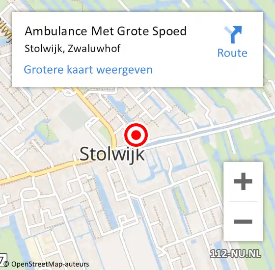 Locatie op kaart van de 112 melding: Ambulance Met Grote Spoed Naar Stolwijk, Zwaluwhof op 31 januari 2015 06:49