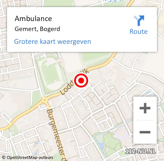 Locatie op kaart van de 112 melding: Ambulance Gemert, Bogerd op 31 januari 2015 07:03