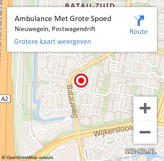 Locatie op kaart van de 112 melding: Ambulance Met Grote Spoed Naar Nieuwegein, Postwagendrift op 31 januari 2015 07:26