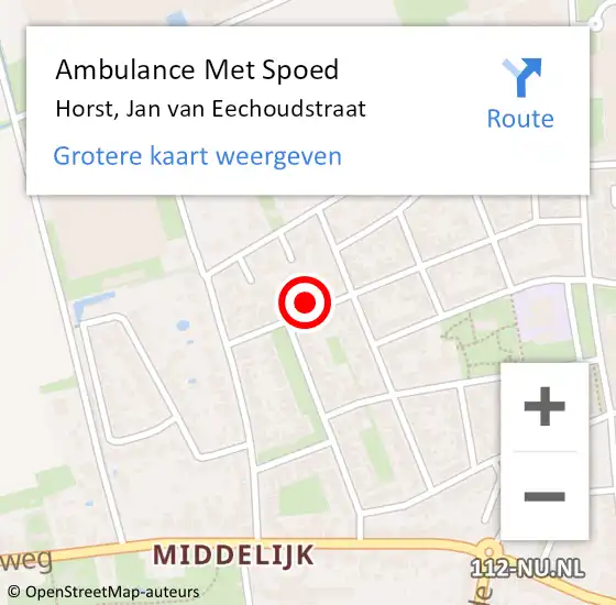 Locatie op kaart van de 112 melding: Ambulance Met Spoed Naar Horst, Jan van Eechoudstraat op 31 januari 2015 07:34