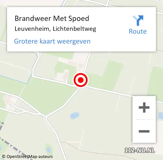 Locatie op kaart van de 112 melding: Brandweer Met Spoed Naar Leuvenheim, Lichtenbeltweg op 28 oktober 2013 14:44