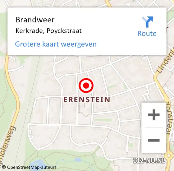 Locatie op kaart van de 112 melding: Brandweer Kerkrade, Poyckstraat op 31 januari 2015 09:19