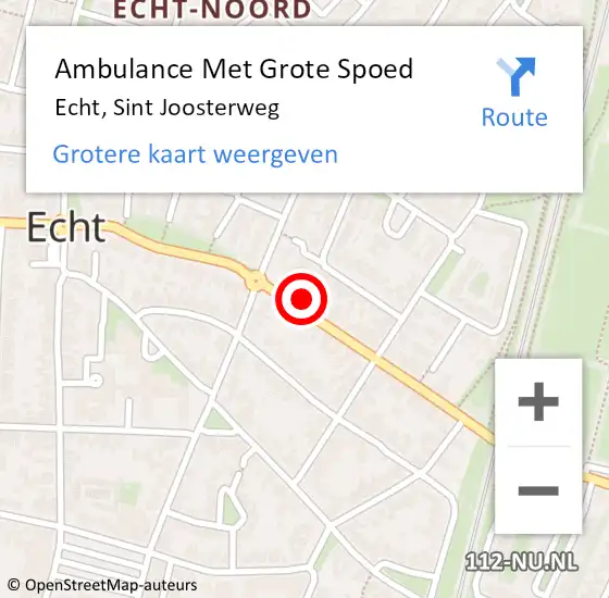 Locatie op kaart van de 112 melding: Ambulance Met Grote Spoed Naar Echt, Sint Joosterweg op 31 januari 2015 09:22