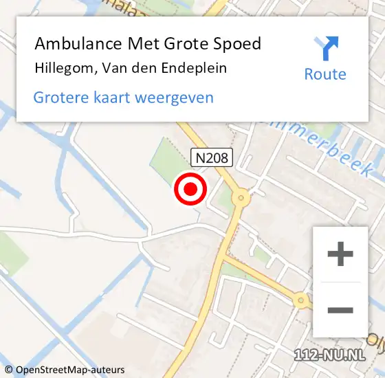 Locatie op kaart van de 112 melding: Ambulance Met Grote Spoed Naar Hillegom, Van den Endeplein op 31 januari 2015 09:24