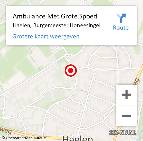 Locatie op kaart van de 112 melding: Ambulance Met Grote Spoed Naar Haelen, Burgemeester Honeesingel op 31 januari 2015 09:34