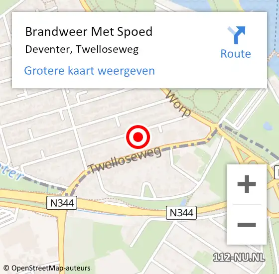 Locatie op kaart van de 112 melding: Brandweer Met Spoed Naar Deventer, Twelloseweg op 28 oktober 2013 14:46