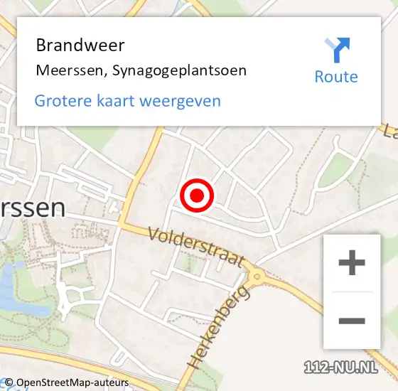 Locatie op kaart van de 112 melding: Brandweer Meerssen, Synagogeplantsoen op 28 oktober 2013 14:49