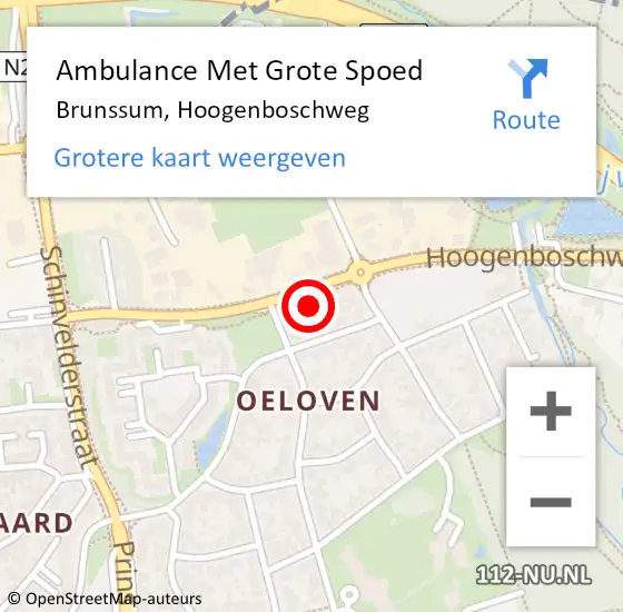 Locatie op kaart van de 112 melding: Ambulance Met Grote Spoed Naar Brunssum, Hoogenboschweg op 31 januari 2015 11:05