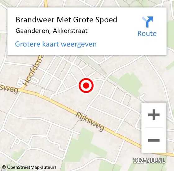 Locatie op kaart van de 112 melding: Brandweer Met Grote Spoed Naar Gaanderen, Akkerstraat op 31 januari 2015 11:20