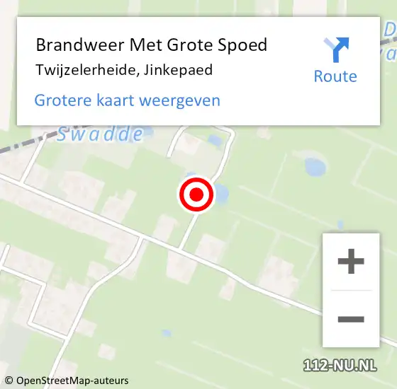 Locatie op kaart van de 112 melding: Brandweer Met Grote Spoed Naar Twijzelerheide, Jinkepaed op 28 oktober 2013 14:51