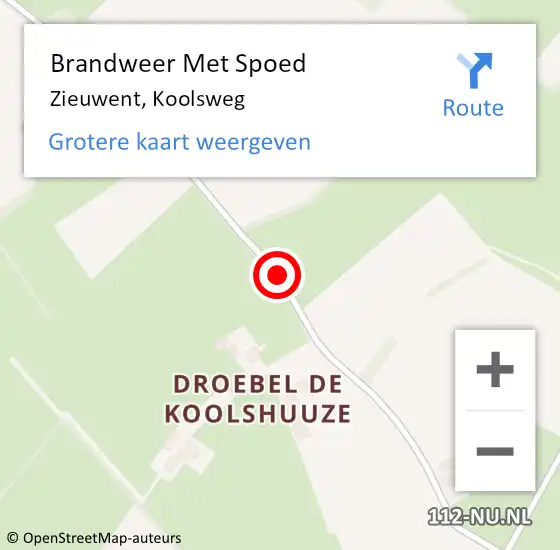 Locatie op kaart van de 112 melding: Brandweer Met Spoed Naar Zieuwent, Koolsweg op 28 oktober 2013 14:51