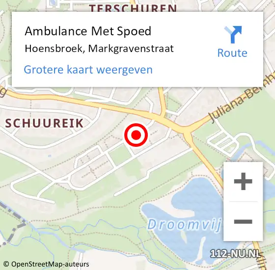 Locatie op kaart van de 112 melding: Ambulance Met Spoed Naar Hoensbroek, Markgravenstraat op 31 januari 2015 12:08