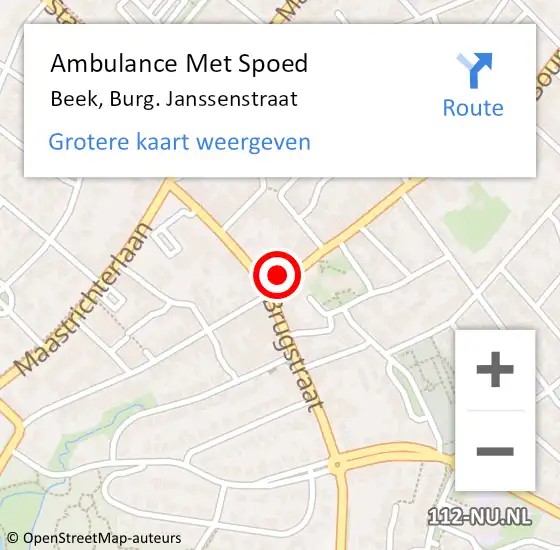 Locatie op kaart van de 112 melding: Ambulance Met Spoed Naar Beek, Burg. Janssenstraat op 31 januari 2015 12:15