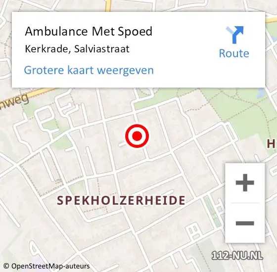 Locatie op kaart van de 112 melding: Ambulance Met Spoed Naar Kerkrade, Salviastraat op 31 januari 2015 13:12