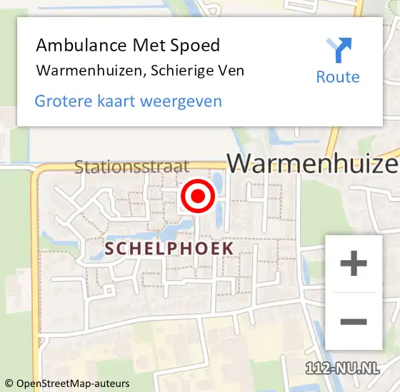 Locatie op kaart van de 112 melding: Ambulance Met Spoed Naar Warmenhuizen, Schierige Ven op 31 januari 2015 13:52