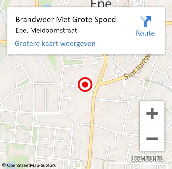 Locatie op kaart van de 112 melding: Brandweer Met Grote Spoed Naar Epe, Meidoornstraat op 31 januari 2015 14:44