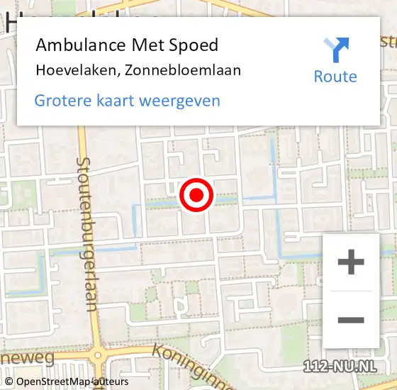 Locatie op kaart van de 112 melding: Ambulance Met Spoed Naar Hoevelaken, Zonnebloemlaan op 31 januari 2015 15:04