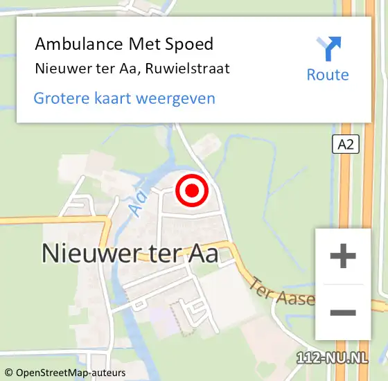 Locatie op kaart van de 112 melding: Ambulance Met Spoed Naar Nieuwer ter Aa, Ruwielstraat op 31 januari 2015 15:34