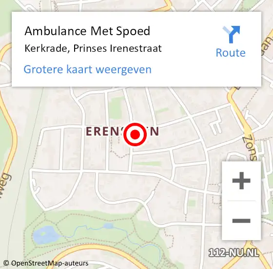 Locatie op kaart van de 112 melding: Ambulance Met Spoed Naar Kerkrade, Prinses Irenestraat op 31 januari 2015 15:39