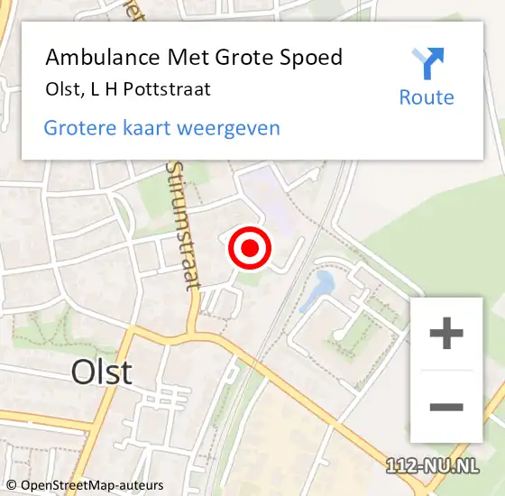 Locatie op kaart van de 112 melding: Ambulance Met Grote Spoed Naar Olst, L H Pottstraat op 31 januari 2015 15:48