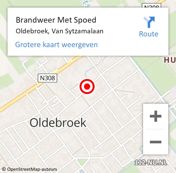 Locatie op kaart van de 112 melding: Brandweer Met Spoed Naar Oldebroek, Van Sytzamalaan op 31 januari 2015 15:48