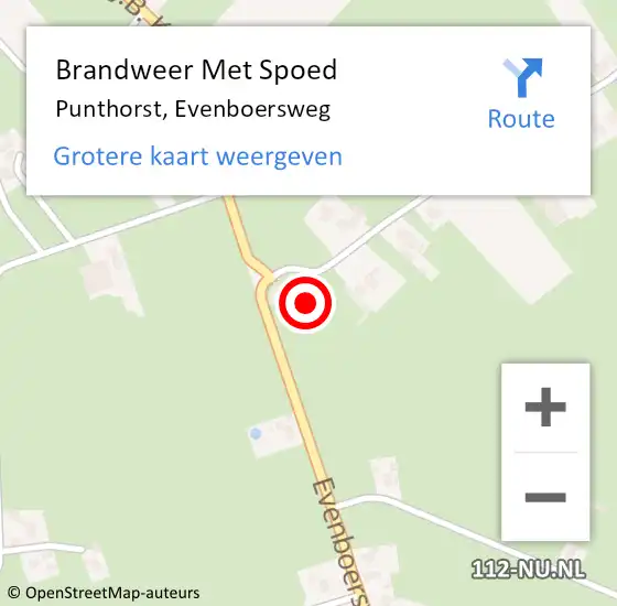 Locatie op kaart van de 112 melding: Brandweer Met Spoed Naar Punthorst, Evenboersweg op 28 oktober 2013 15:05