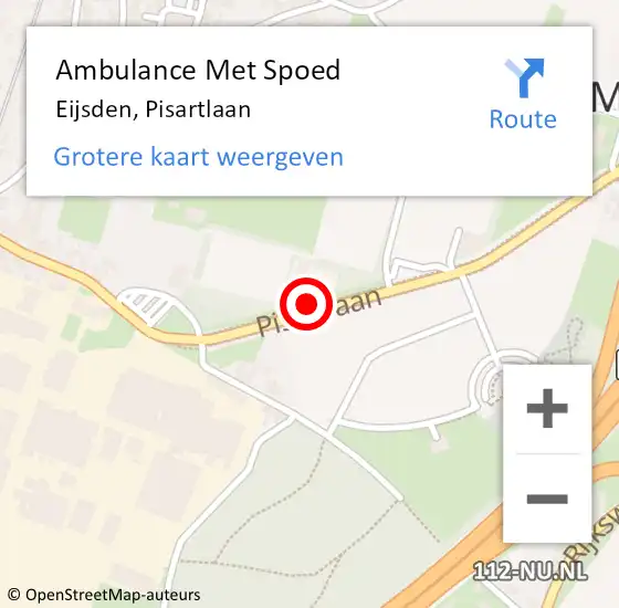 Locatie op kaart van de 112 melding: Ambulance Met Spoed Naar Eijsden, Pisartlaan op 31 januari 2015 16:48