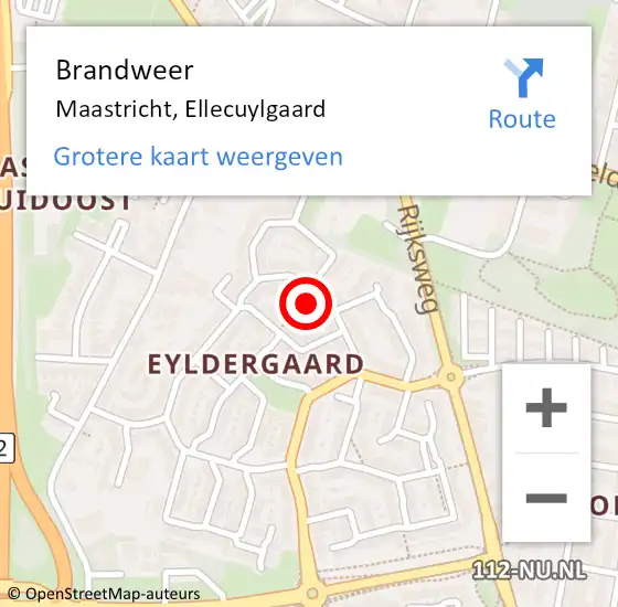 Locatie op kaart van de 112 melding: Brandweer Maastricht, Ellecuylgaard op 31 januari 2015 17:23