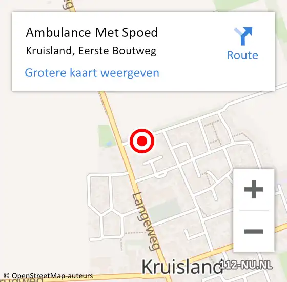 Locatie op kaart van de 112 melding: Ambulance Met Spoed Naar Kruisland, Eerste Boutweg op 31 januari 2015 17:56